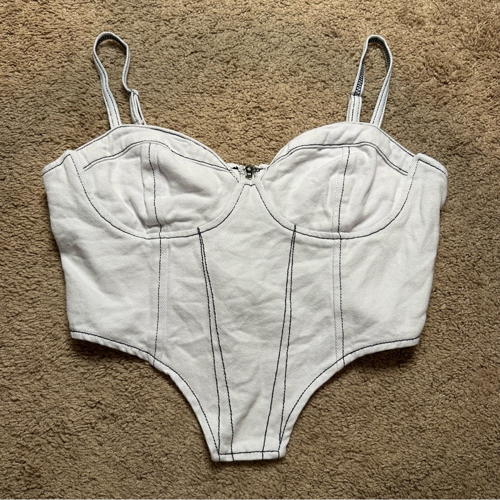 LIKE NEW Forever 21 Bustier Jean Top - Picture 3 of 5